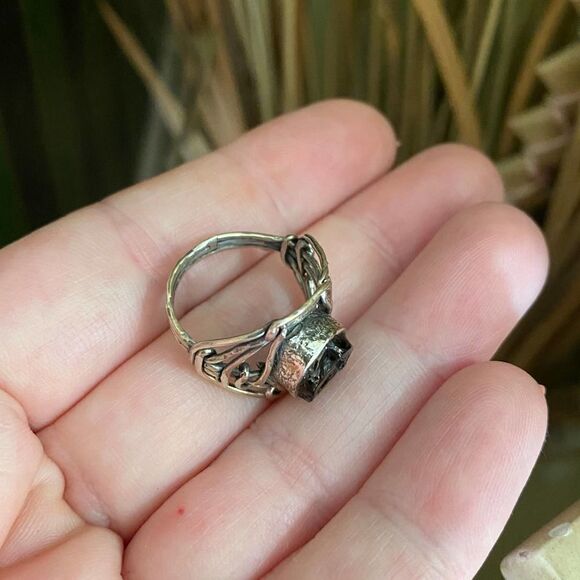 Russian Shungite Solid Sterling Silver Israeli Style Ring Size 7 - Picture 8 of 10